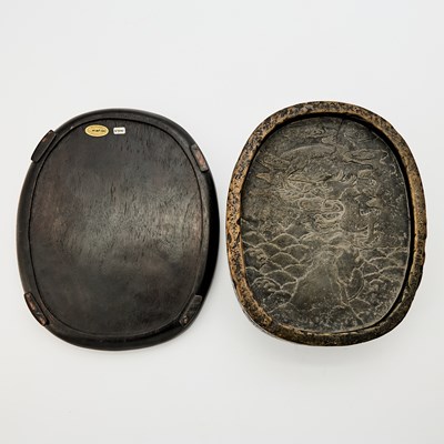 Lot 123 - A Large Chinese Carved Inkstone and Case