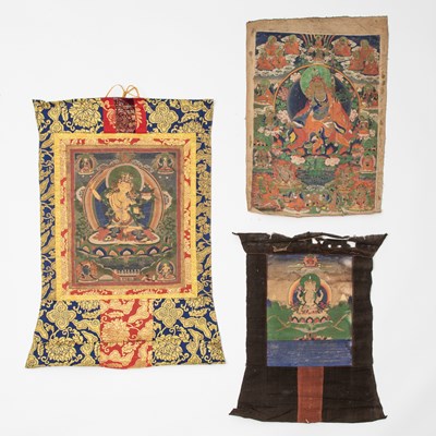 Lot 703 - Three Buddhist Thangkas