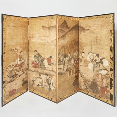 Lot 772 - A Japanese Four-Fold Byoyu Screen