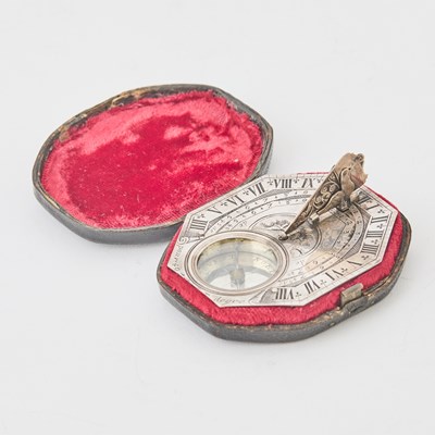 Lot 165 - Louis XIV Silver Pocket Sundial and Compass