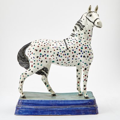 Lot 522 - Leeds Pearlware Model of a Spotted Stallion