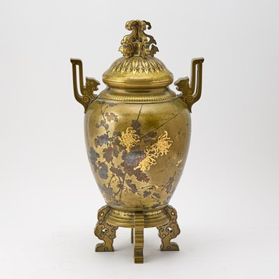 Lot 766 - A Japanese Mixed Metal Inlaid Vase and Cover