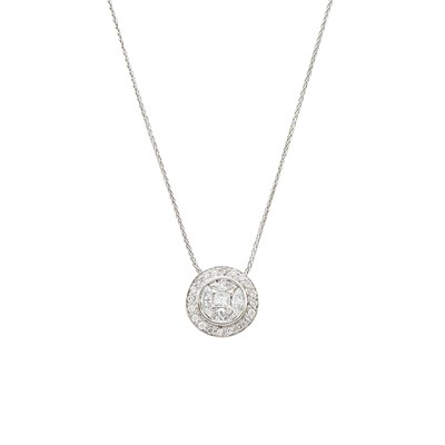 Lot 1151 - White Gold and Diamond Pendant with Chain Necklace