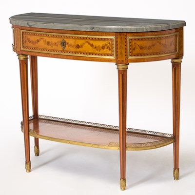 Lot 404 - Louis XVI Style Tulipwood and Marquetry Console Desserte