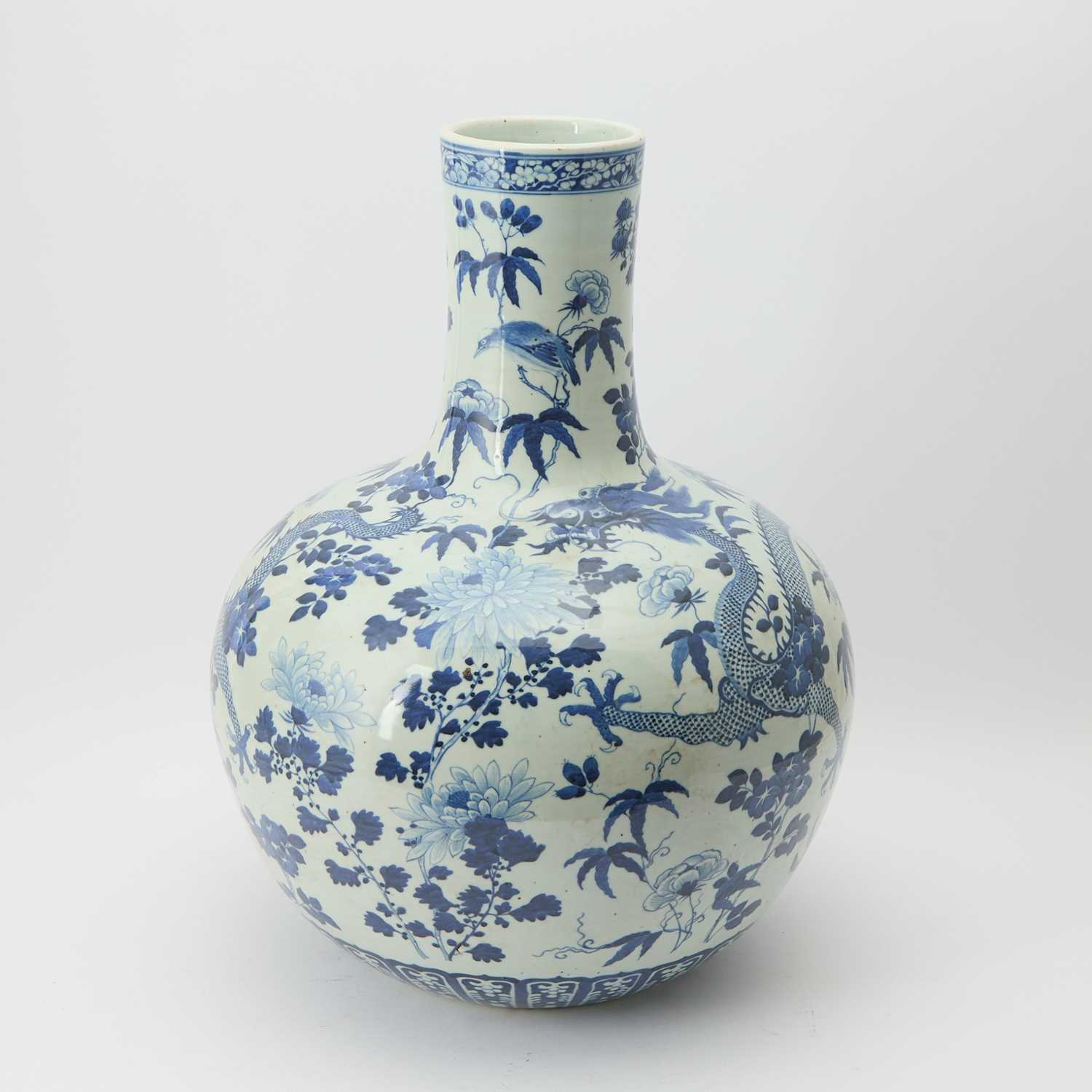 Lot 238 - A Large Chinese Blue and White Porcelain Vase, Tianqiuping