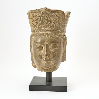 Lot 585 - A Chinese Carved Stone Head of Guanyin