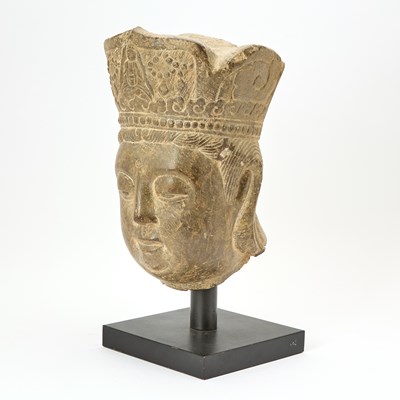 Lot 95 - Chinese Carved Stone Head of Guanyin