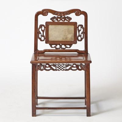 Lot 117 - A Chinese Marble Inset Hardwood Side Chair