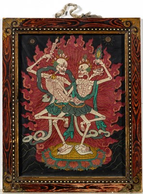 Lot 714 - A Rare Mongolian Embroidered Silk Thangka