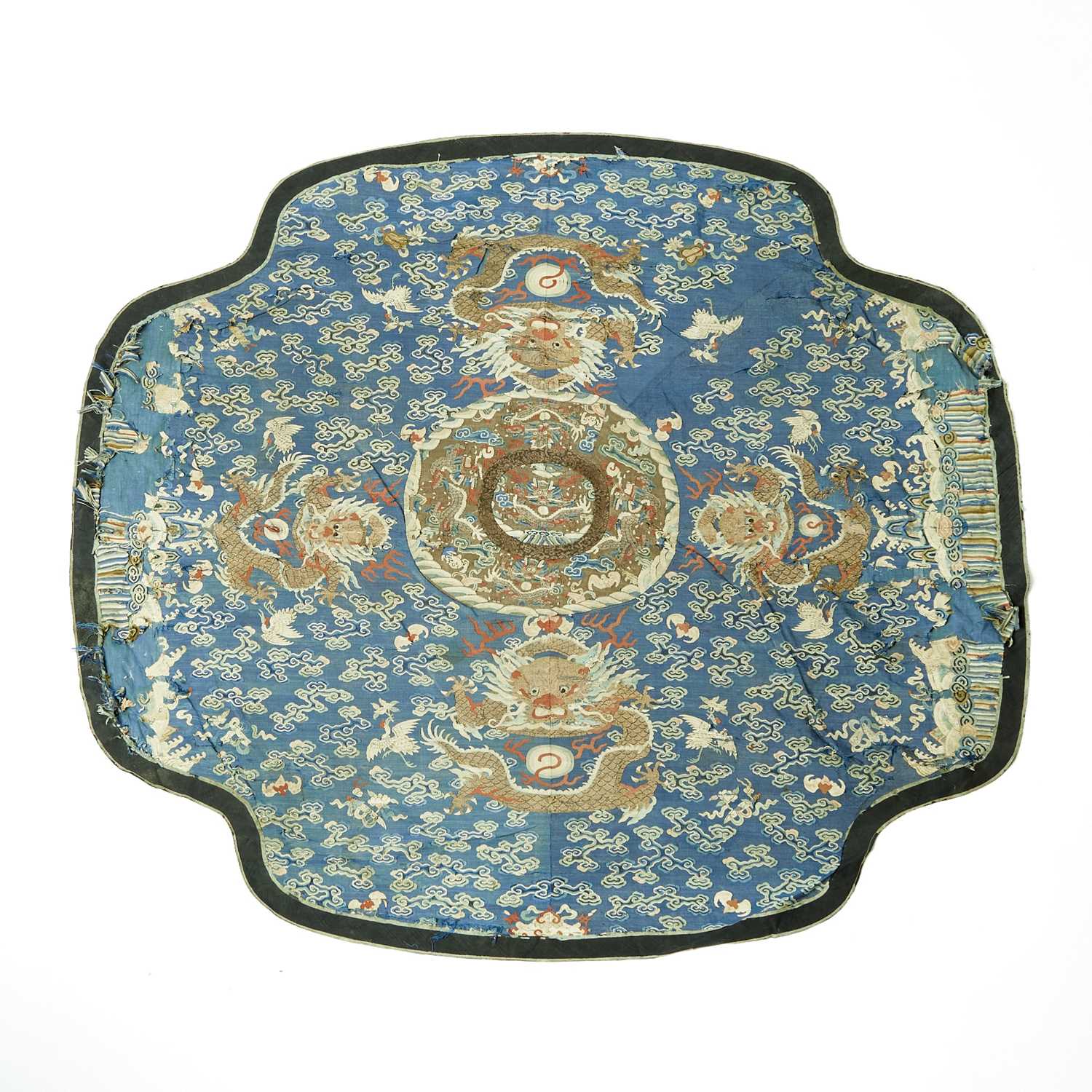 Lot 76 - A Chinese Kesi Silk Quatrefoil Throne Cover