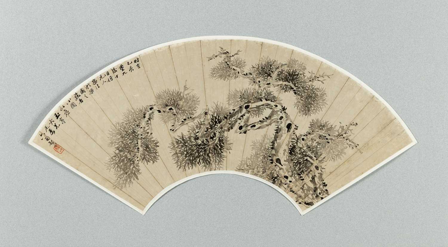 Lot 671 - A Chinese Fan Leaf Painting