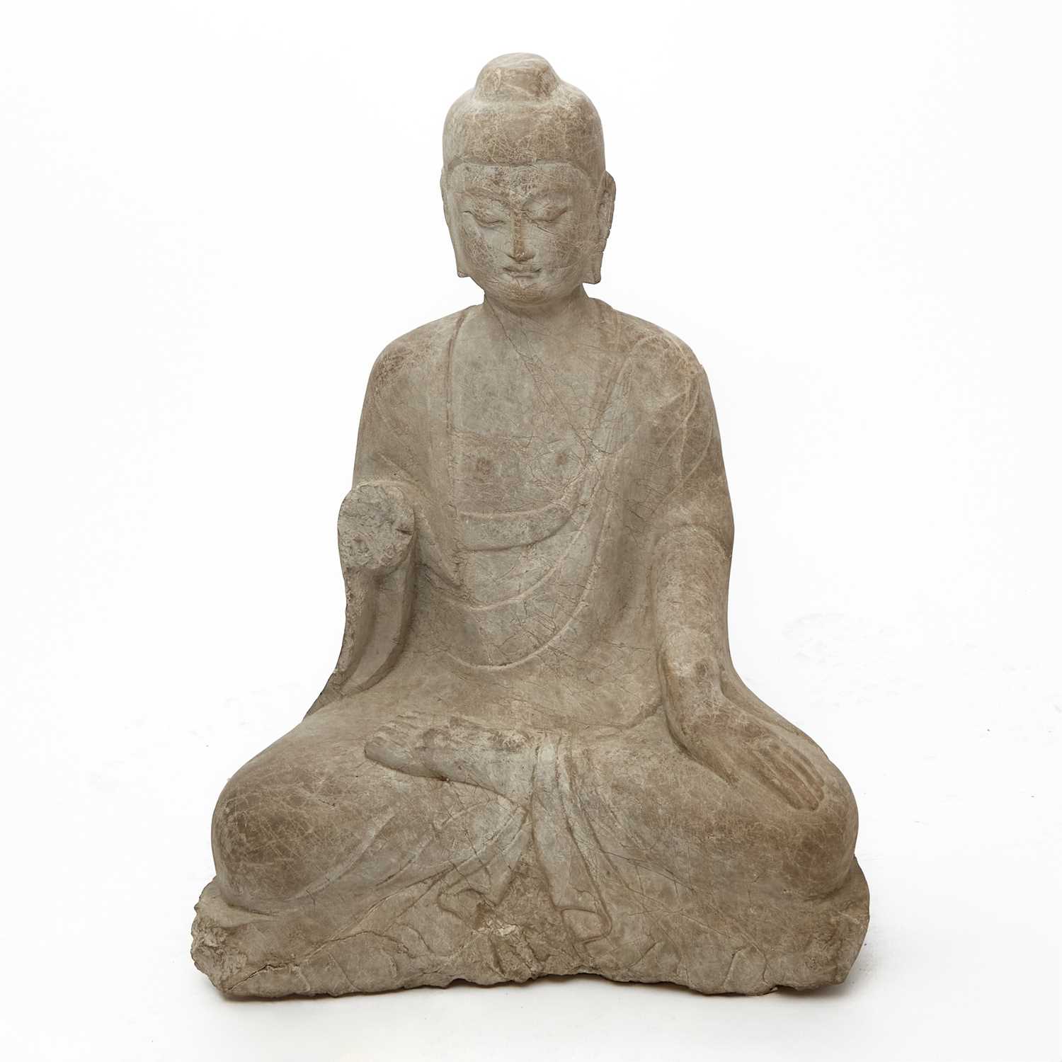 Lot 583 - A Large Chinese Stone Figure of Shakyamuni