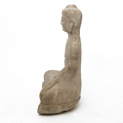 Lot 583 - A Large Chinese Stone Figure of Shakyamuni