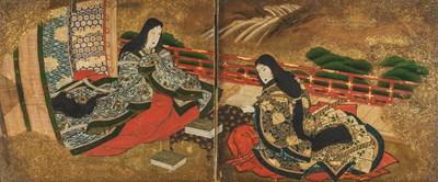 Lot 779 - A Japanese Two-Panel Byobu Screen
