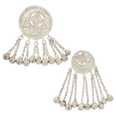 Lot 401 - Two Silver Omani Fringe Bell Brooches