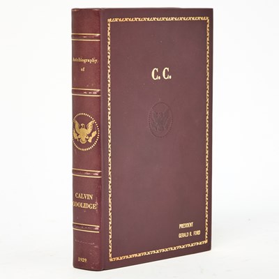 Lot 342 - Calvin Coolidge's autobiography, especially bound for President Ford