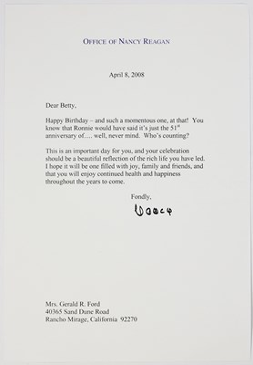 Lot 369 - A birthday greeting between First Ladies