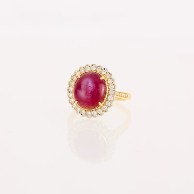 Lot 1062 - Attributed to Fei Liu Gold, Star Ruby and Diamond Ring
