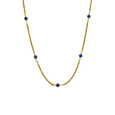 Lot 35 - Cartier Long Gold and Lapis Bead Chain Necklace