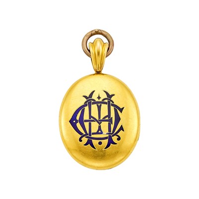 Lot 1112 - Gold and Blue Enamel Locket