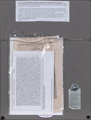 Lot 25 - Abraham Lincoln's important Cooper Union Address