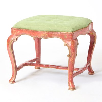 Lot 288 - Venetian Rococo Red and Parcel-Gilt Painted Stool