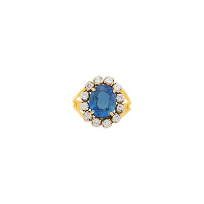 Lot 39 - Two-Color Gold, Sapphire and Diamond Ring