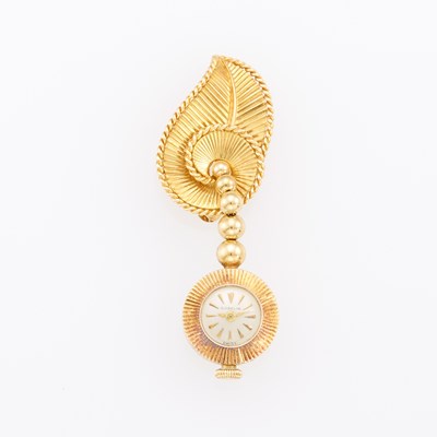 Lot 1146 - Gubelin Gold Lapel-Watch Clip-Brooch