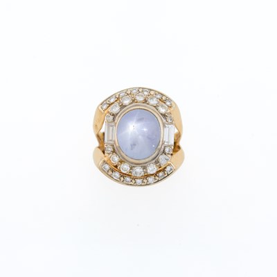 Lot 1061 - Gold, Gray Star Sapphire and Diamond Ring