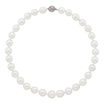 Lot 1103 - Baroque South Sea Cultured Pearl Necklace with White Gold Clasp