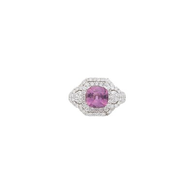 Lot 1072 - White Gold, Pink Sapphire and Diamond Ring
