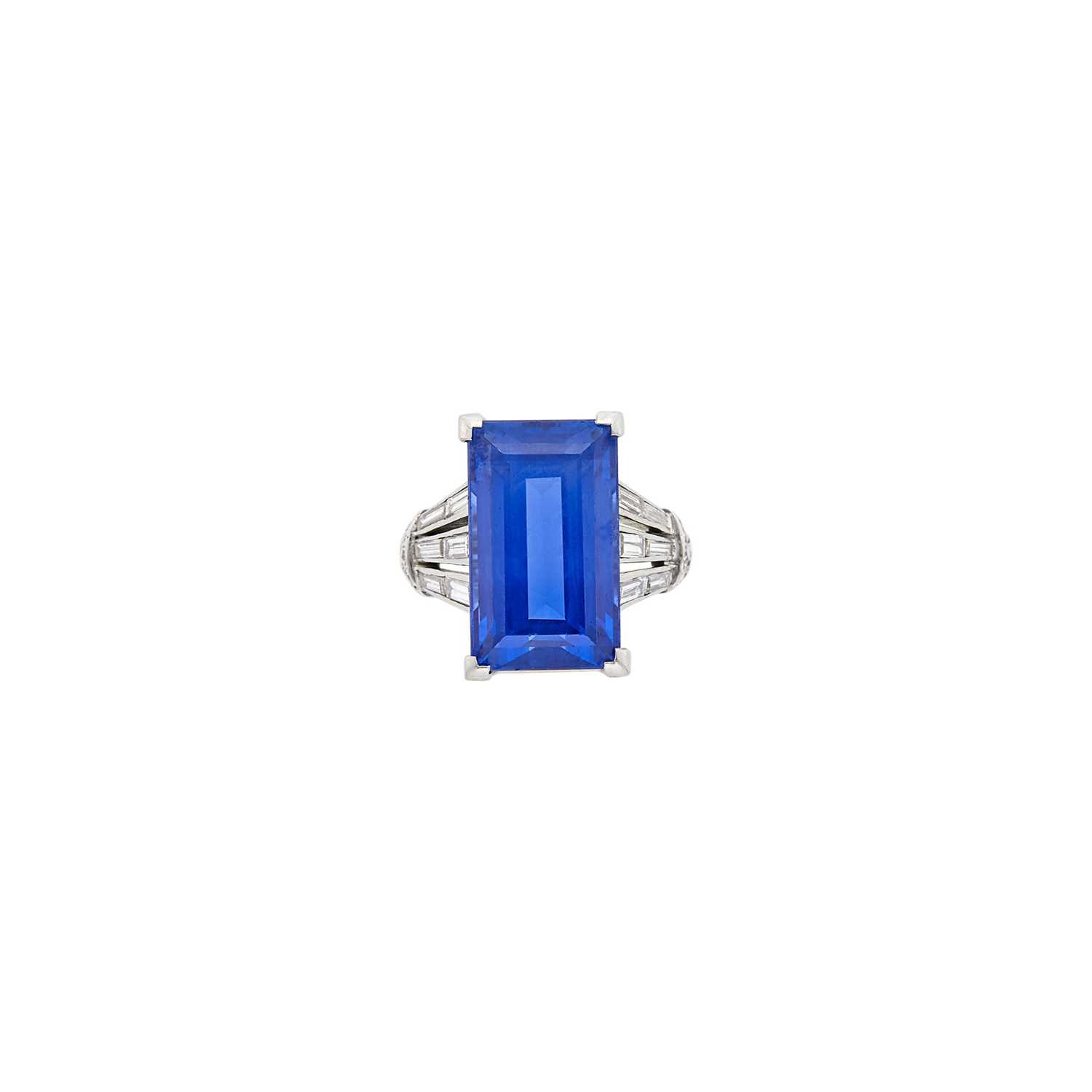 Lot 221 - Platinum, Sapphire and Diamond Ring