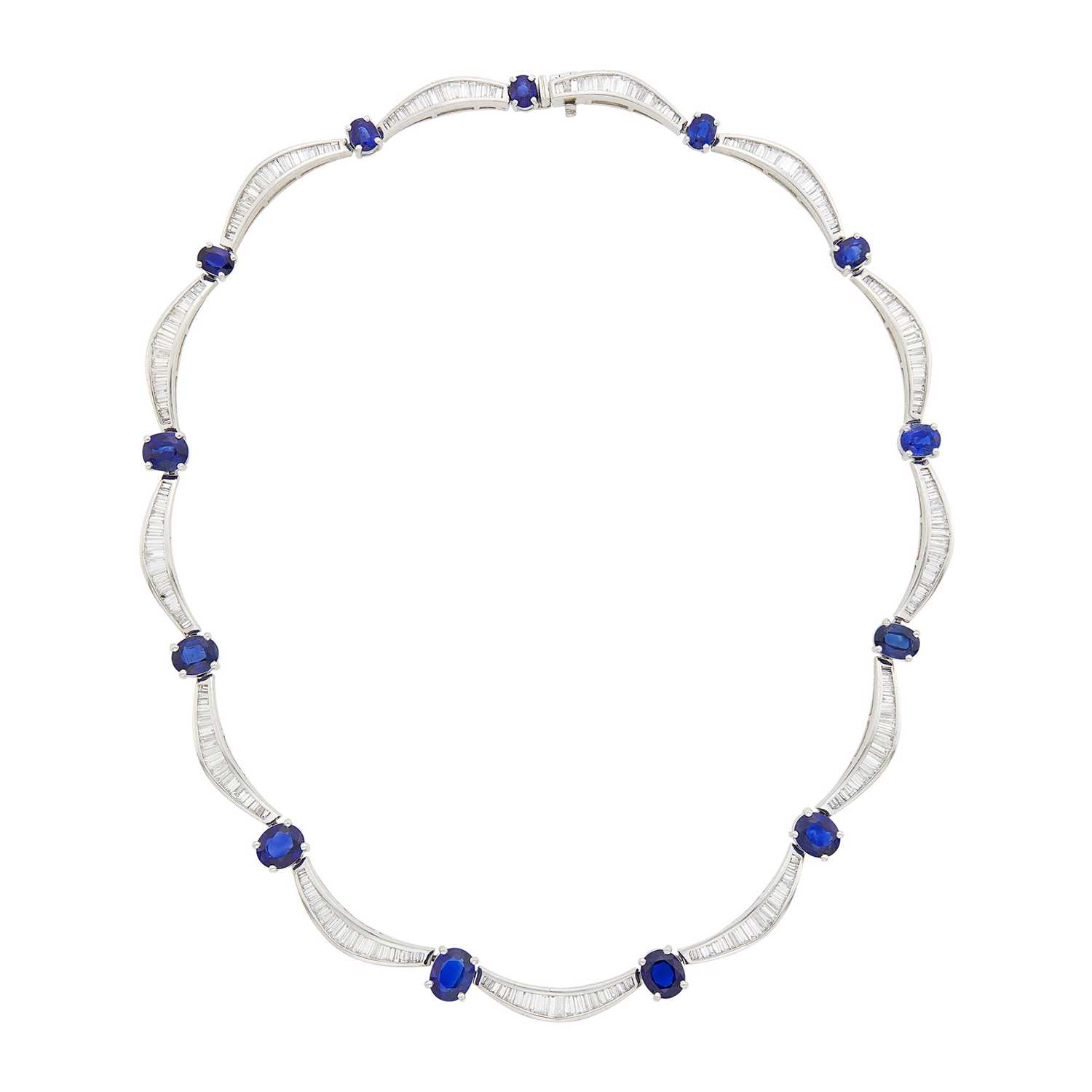 Lot 2083 - Platinum, Sapphire and Diamond Necklace