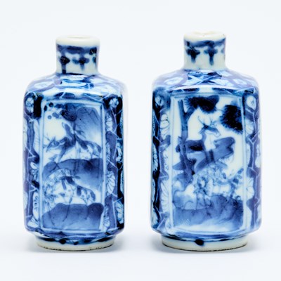Lot 502 - A Pair of Chinese Blue and White Porcelain Snuff Bottles