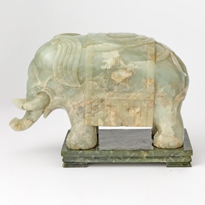 Lot 17 - A Chinese Jade Elephant and Stand