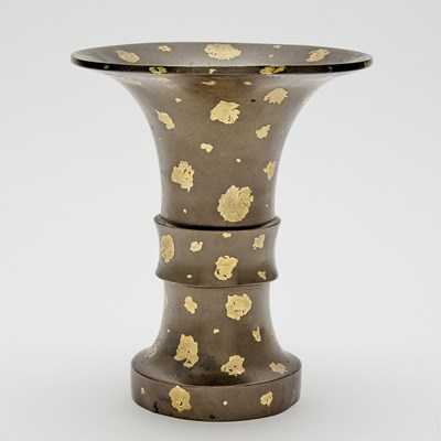 Lot 577 - A Chinese Gold Splashed Bronze Gu Vase