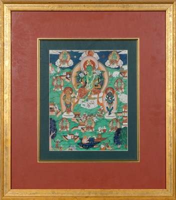 Lot 709 - A Tibetan Thangka of Green Tara