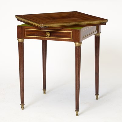 Lot 129 - Louis XVI Style Brass Mounted Mahogany Envelope Card Table