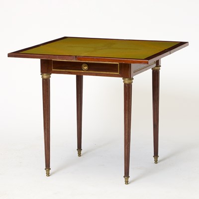 Lot 129 - Louis XVI Style Brass Mounted Mahogany Envelope Card Table