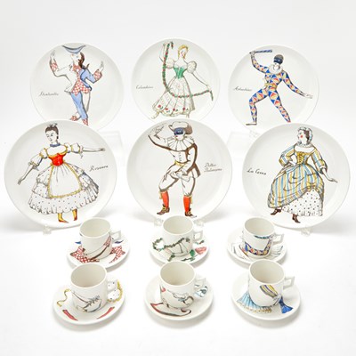 Lot 664 - Fornasetti Porcelain 'Le Maschere Italiene' Pattern Part Dinner Service