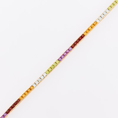 Lot 1254 - Gold and Multicolored Stone Bracelet