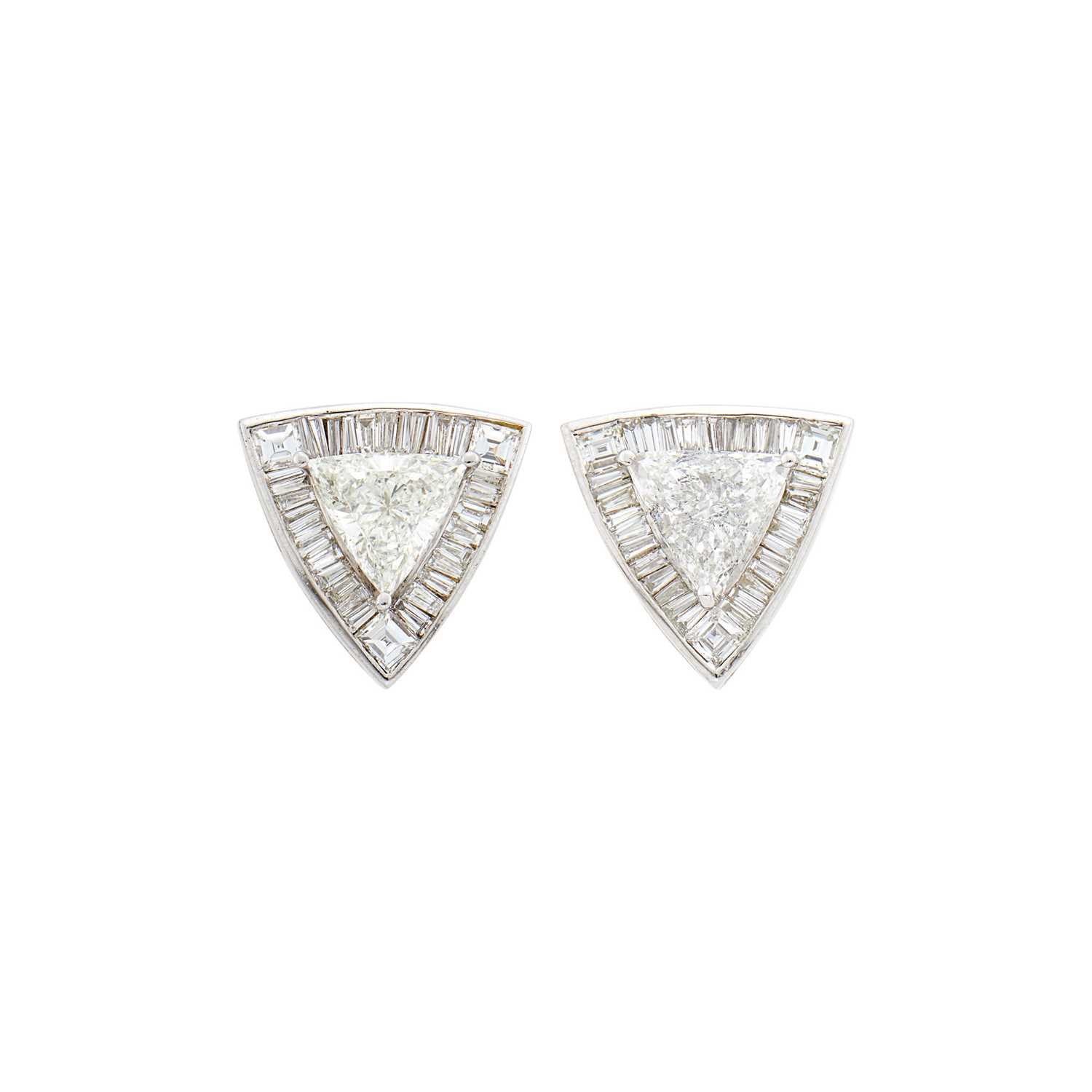 Lot 56 - Pair of Rhodium-Plated Gold and Diamond Earclips