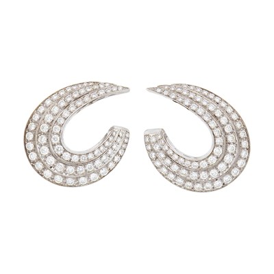 Lot 62 - Pair of White Gold and Diamond Earclips