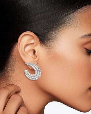 Lot 62 - Pair of White Gold and Diamond Earclips