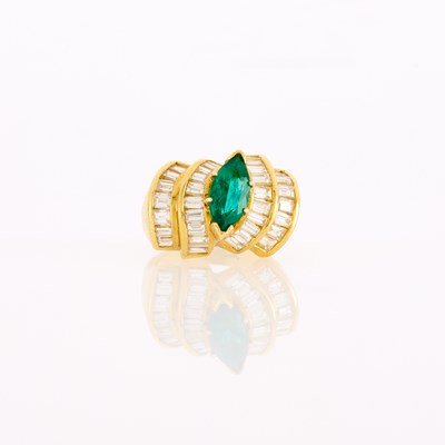 Lot 1255 - Gold, Emerald and Diamond Ring