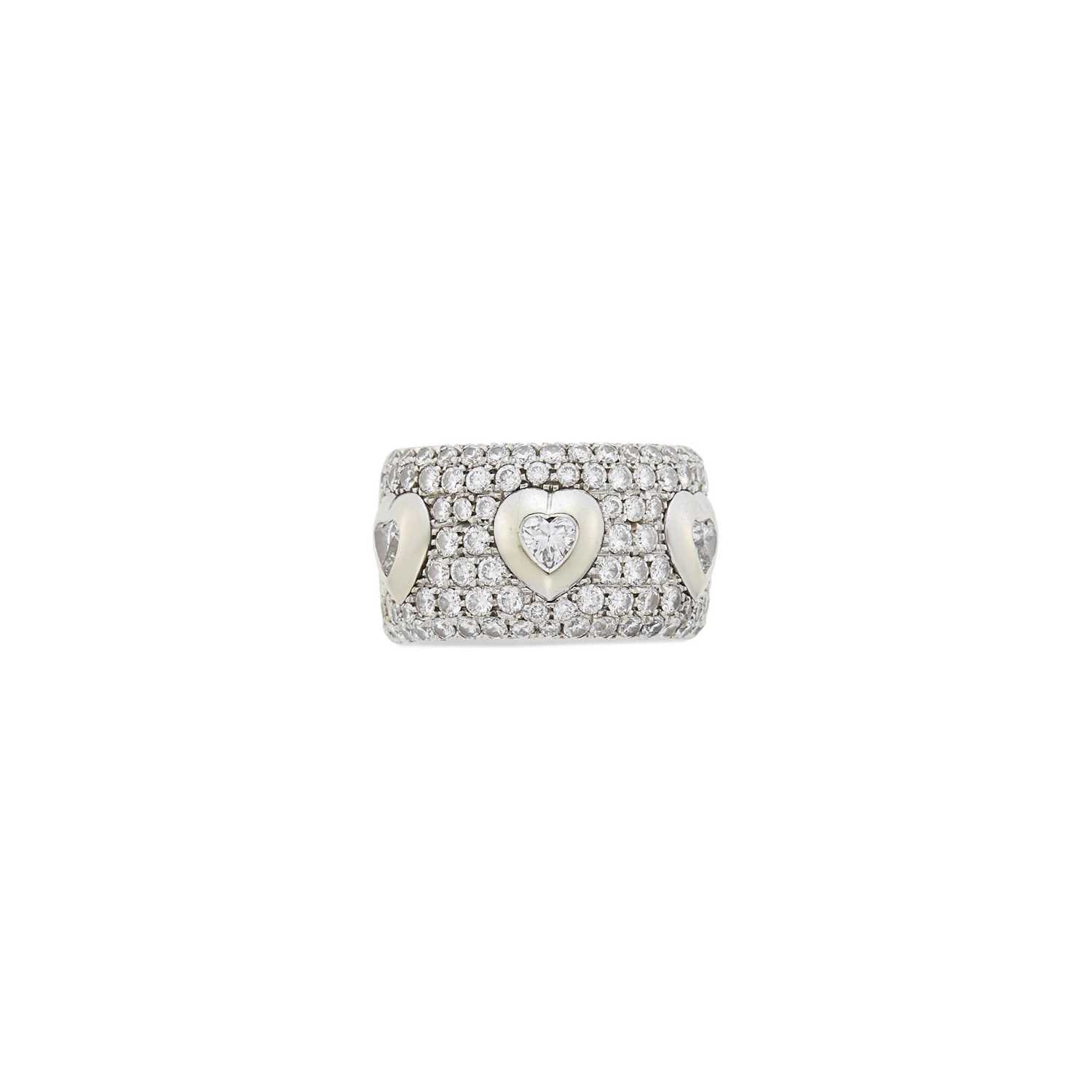 Lot 66 - Rhodium Plated Gold and Diamond Band Ring
