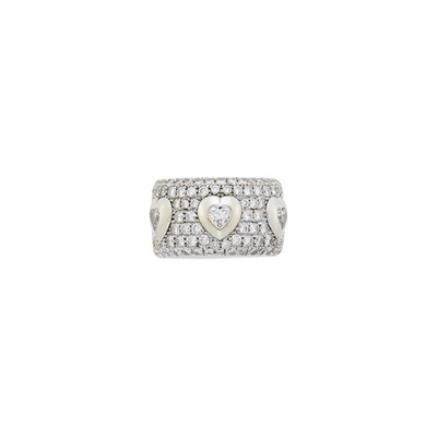 Lot 66 - Rhodium Plated Gold and Diamond Band Ring