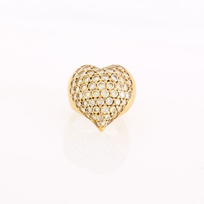 Lot 1212 - Gold and Diamond Heart Ring
