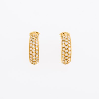 Lot 1012 - Pair of Gold and Diamond Hoop Earclips
