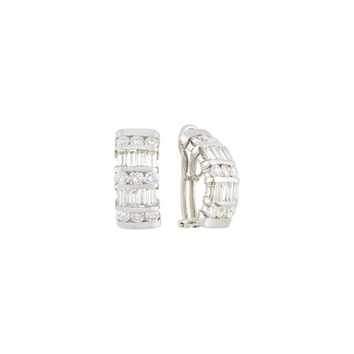 Lot 45 - Pair of White Gold and Diamond Half-Hoop Earclips